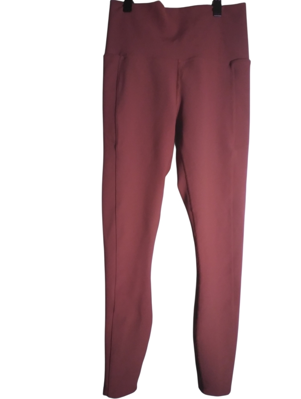 Alia Ribbed High-Waist Leggings - Dusty Brown Ribbed Pull On Size S Pockets